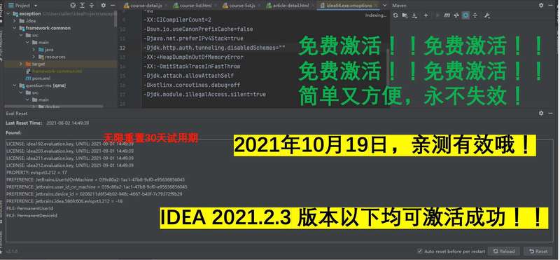 IDEA 2021.2.2 无限重置30天试用期