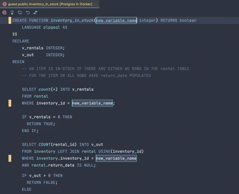 可以在 SQL 文件和架构中使用的重构