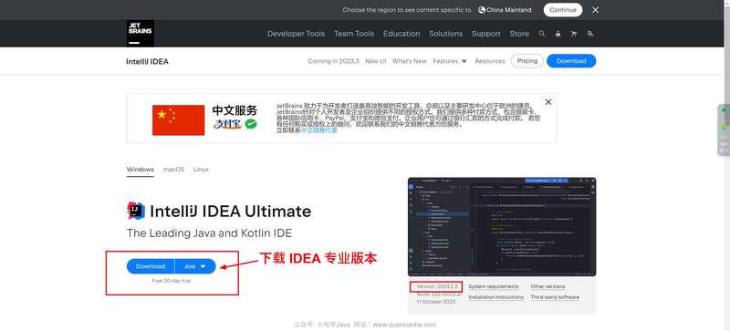 下载 IDEA 2023.2.3 安装包