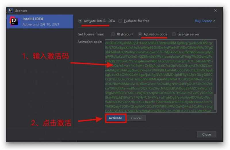 在IDEA 2021.1中输入激活码