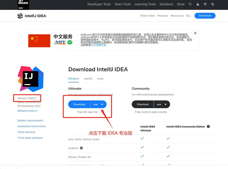IDEA 2021.3版本官网下载