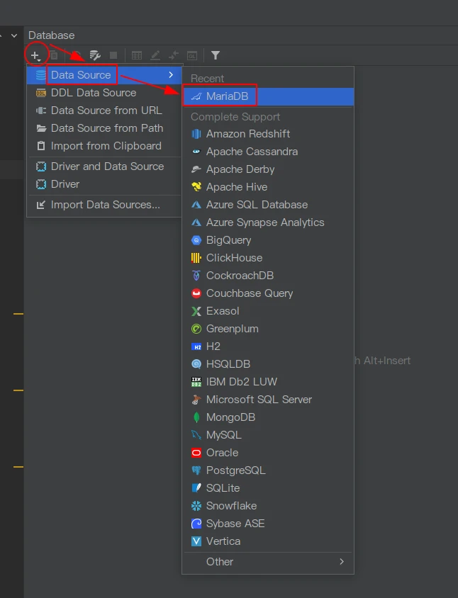 idea-capacity-data-grip-database-add-mariadb