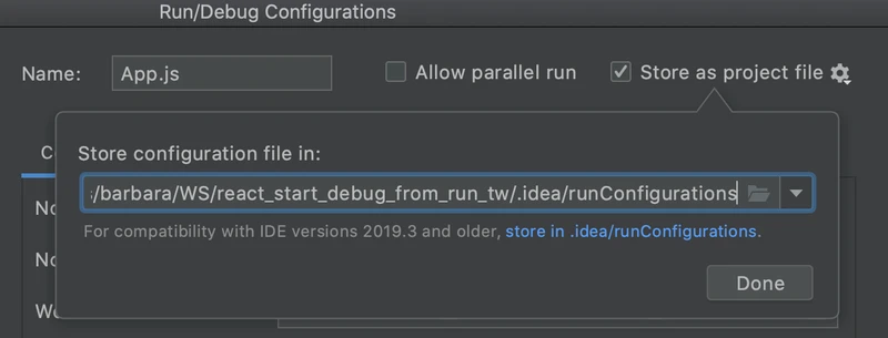 Store as project file box Store as project file box