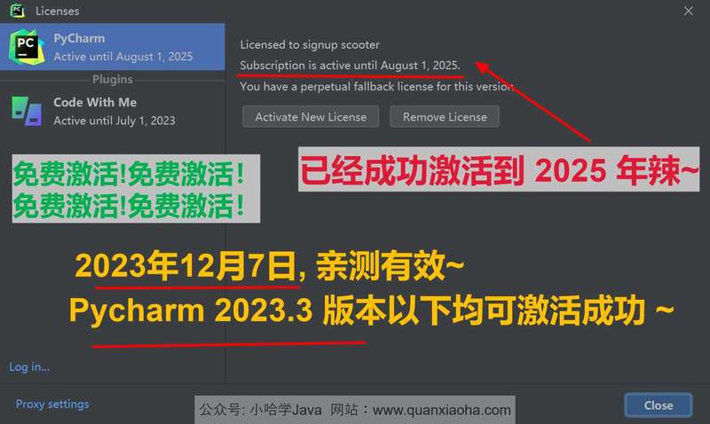 Pycharm 2023.3 成功激活成功教程激活截图