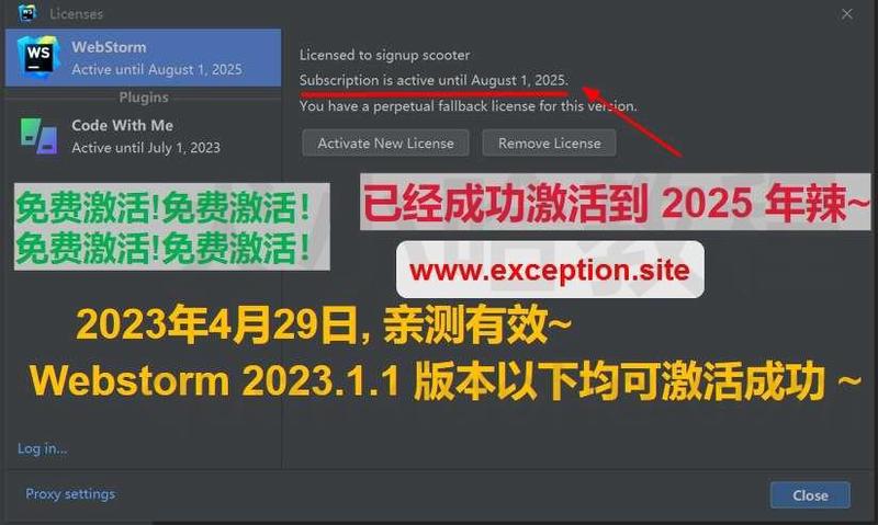 Webstorm 2023.1.1 成功激活至2099年截图