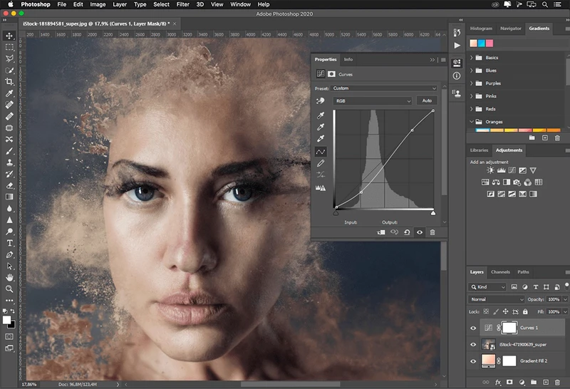Photoshop 界面，图片来自：https://fixthephoto.com/photoshop-free.html